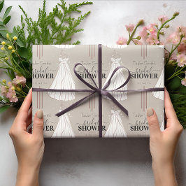 ベージュ ミニマリスト ブライダル シャワー かわいい ラッピングペーパー