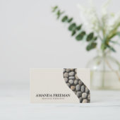 ベージュ&ミニマルブラックピーブルズマッサージセラピー 名刺 (スタンド正面)