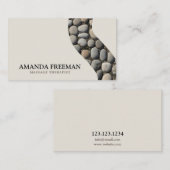 ベージュ&ミニマルブラックピーブルズマッサージセラピー 名刺 (正面/裏面)