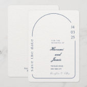 ベージュ ミニマル ウェディング インビテーション - アーチ デザイン (正面/裏面)