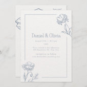 ベージュ ミニマル ウェディング 招待状 (正面/裏面)