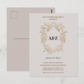 ベージュ ミニマル ブライダルシャワー インビテーション (正面/裏面)