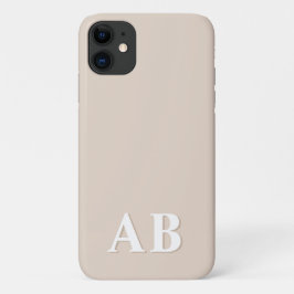 ベージュ ミニマル モダンイニシャルモノグラム iPhone 11 ケース