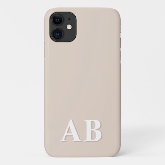 ベージュ ミニマル モダンイニシャルモノグラム Case-Mate iPhoneケース (裏面)