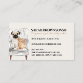 ベージュ ミニマル モダン ソファー パグ 犬 猫 ペット 名刺 (裏面)