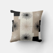 ベージュ、モダン白黒スターバストミニマル クッション (裏面)