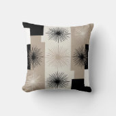 ベージュ、モダン白黒スターバストミニマル クッション (正面)