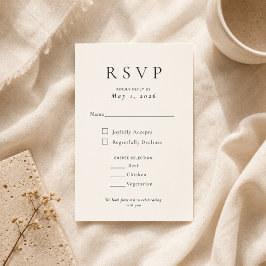 ベージュ モダン ミニマル ウェディング RSVP カード
