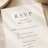 ベージュ モダン ミニマル ウェディング RSVP カード