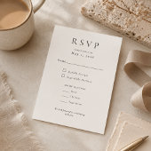 ベージュ モダン ミニマル ウェディング RSVP カード