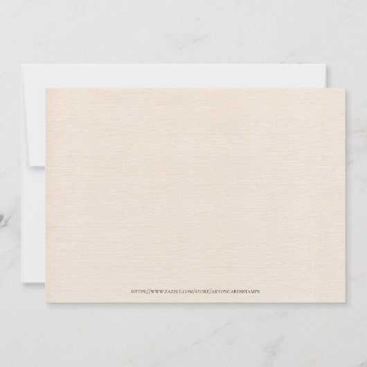 ベージュ・リネンの白い台本を私の花嫁になる 招待状 (裏面)