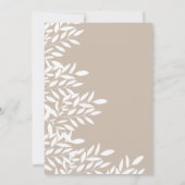 ベージュ リーフ ブライダル シャワー フラワル ミニマル 招待状 (裏面)