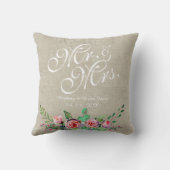 ベージュ·リ素朴ーネン·フローラミ結婚セス氏 クッション (裏面)