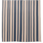 ベージュ/深いブルーシンプルスタイリッシュストライプパターン シャワーカーテン (正面)