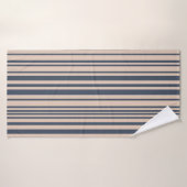 ベージュ/深いブルーシンプルスタイリッシュストライプパターン バスタオル (バスタオル)