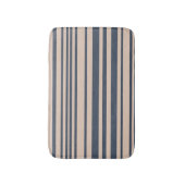 ベージュ/深いブルーシンプルスタイリッシュストライプパターン バスマット (正面縦)