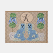 ベージュ（犬）スタッフォードドッグスジンジャージャールジャー ドアマット (正面)