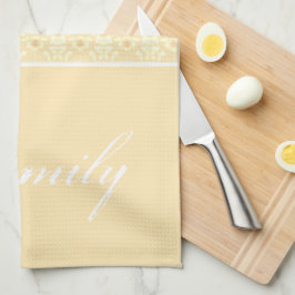 ベージュ(白フローラ) キッチンタオル