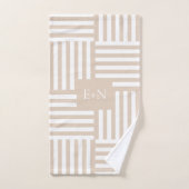 ベージュ 白 ストライプ 付 バスルーム ウェディング カップル ギフト バスタオルセット (ハンドタオル)