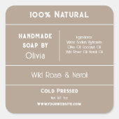 ベージュ |石けん原料製品ラベル スクエアシール (正面)