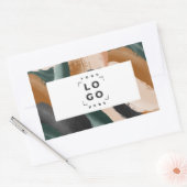 ベージュ、緑の抽象芸術色彩の鮮やかミニマルモダン 長方形シール (封筒)