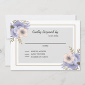 ベージュ&薄紫フラワーズRSVP招待状 招待状 (正面)