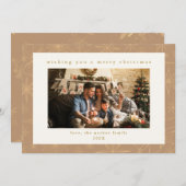 ベージュ&金ゴールドカスタムフォトクリスマスホリデーカード シーズンカード (正面/裏面)