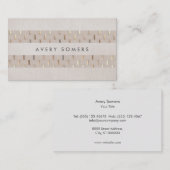 ベージュ(金ゴールドパターストライプのンフェイクリネン) 名刺 (正面/裏面)