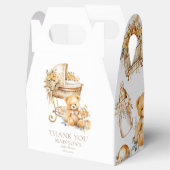 ベージュ&金ゴールドベビーシャワーカスタムバシネット フェイバーボックス (オープン)