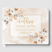 ベージュ&金ゴールドボホ秋ブーケ結婚ズゲストブック ゲストブック (正面)