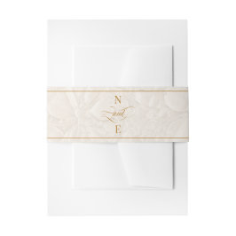 ベージュ&金ゴールド書結婚道の 招待状ベリーバンド