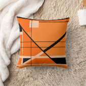 ベージュ、黒、オレンジ色の背景の幾何学的抽象芸術 クッション (ブランケット)