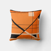 ベージュ、黒、オレンジ色の背景の幾何学的抽象芸術 クッション (裏面)