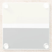 ベージュ 黒 抽象的な縞模様 ガラスコースター (裏面)