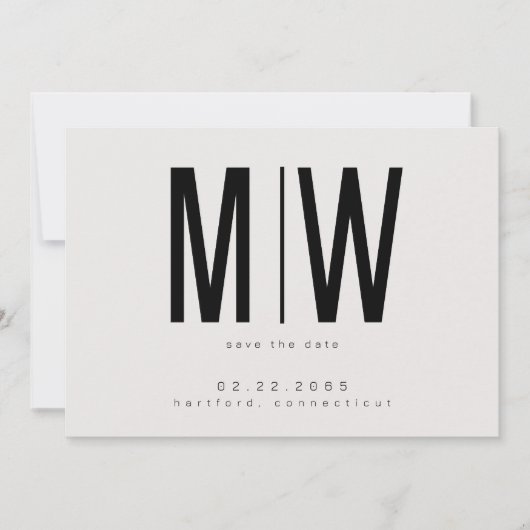 ベージュLg.Monogram Wedding日付を保存 セーブザデート (正面)