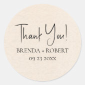 ベージリンシンプルンスクリプト歓迎シ感謝していステッカー ラウンドシール (正面)