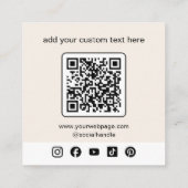 ベージロゴQRコードソーシャルメディア スクエア名刺 (裏面)