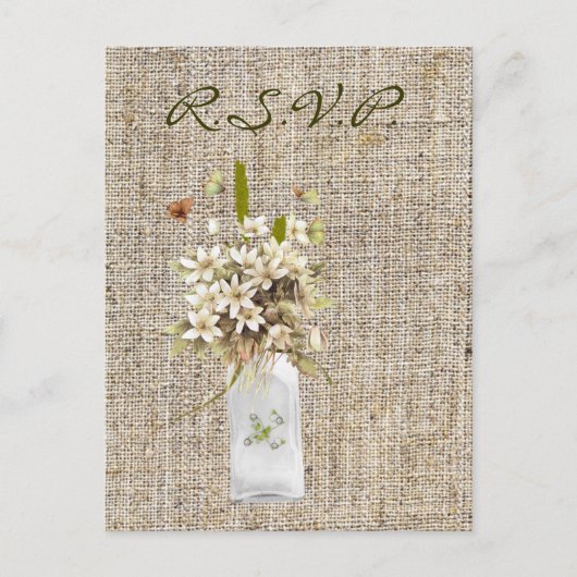 ベージワイルドフラワーボヘミアンバーラップ結婚ヒッピー インビテーションポストカード (正面)