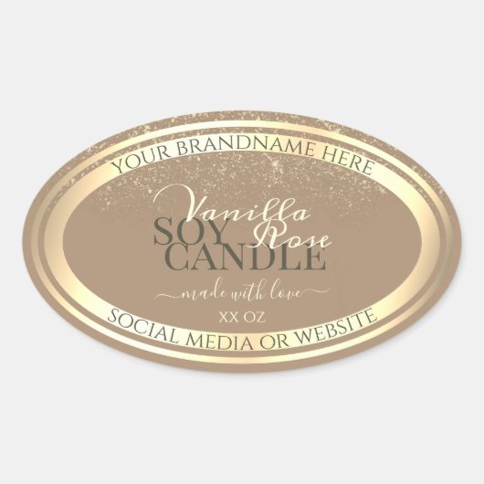 ベージ素晴らしュプロダクト包装ラベル金ゴールドフレーム 楕円形シール (正面)