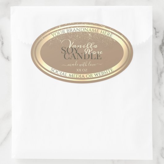 ベージ素晴らしュプロダクト包装ラベル金ゴールドフレーム 楕円形シール (バッグ)