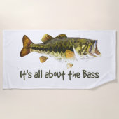 ベースおもしろい漁師引用文 ビーチタオル (正面)