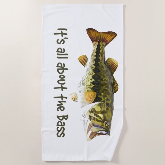 ベースおもしろい漁師引用文 ビーチタオル (正面)