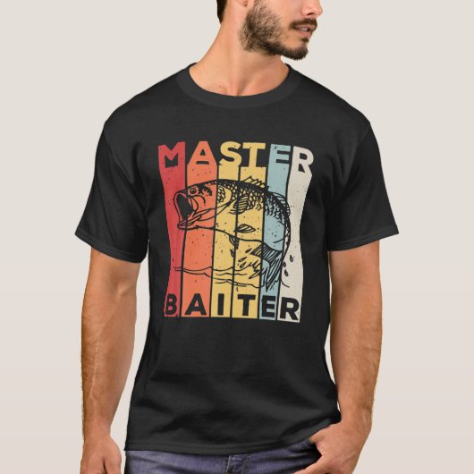 ベースおもしろい魚釣りギフト – Master Baiter Tシャツ (正面)