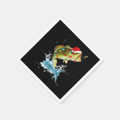 ベースおもしろい魚釣りサンタハットクリスマスパジャマフィッシュ スタンダードカクテルナプキン (角)