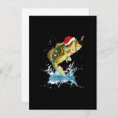 ベースおもしろい魚釣りサンタハットクリスマスパジャマフィッシュ 招待状 (正面/裏面)