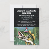 ベースおもしろい魚釣りバースデーパーティーメンズ 招待状 (裏面)