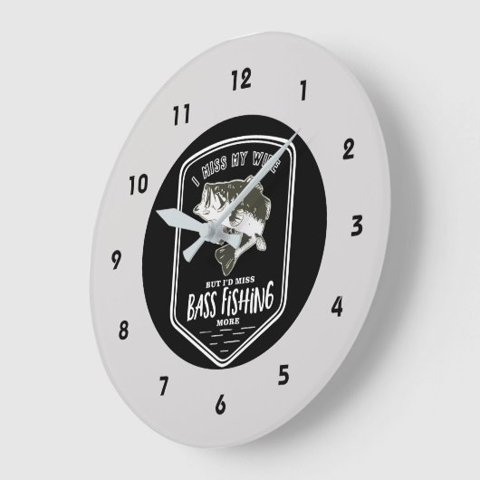 ベースおもしろい魚釣り引用文時計 ラージ壁時計 (傾斜)