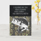 ベースおもしろい魚釣り迷彩柄誕生日メンズ カード (黄色い花)