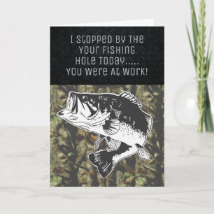 ベースおもしろい魚釣り迷彩柄誕生日メンズ カード