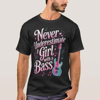 ベースを持つ女の子 ミュージシャン ベーシスト ギター Ba Tシャツ